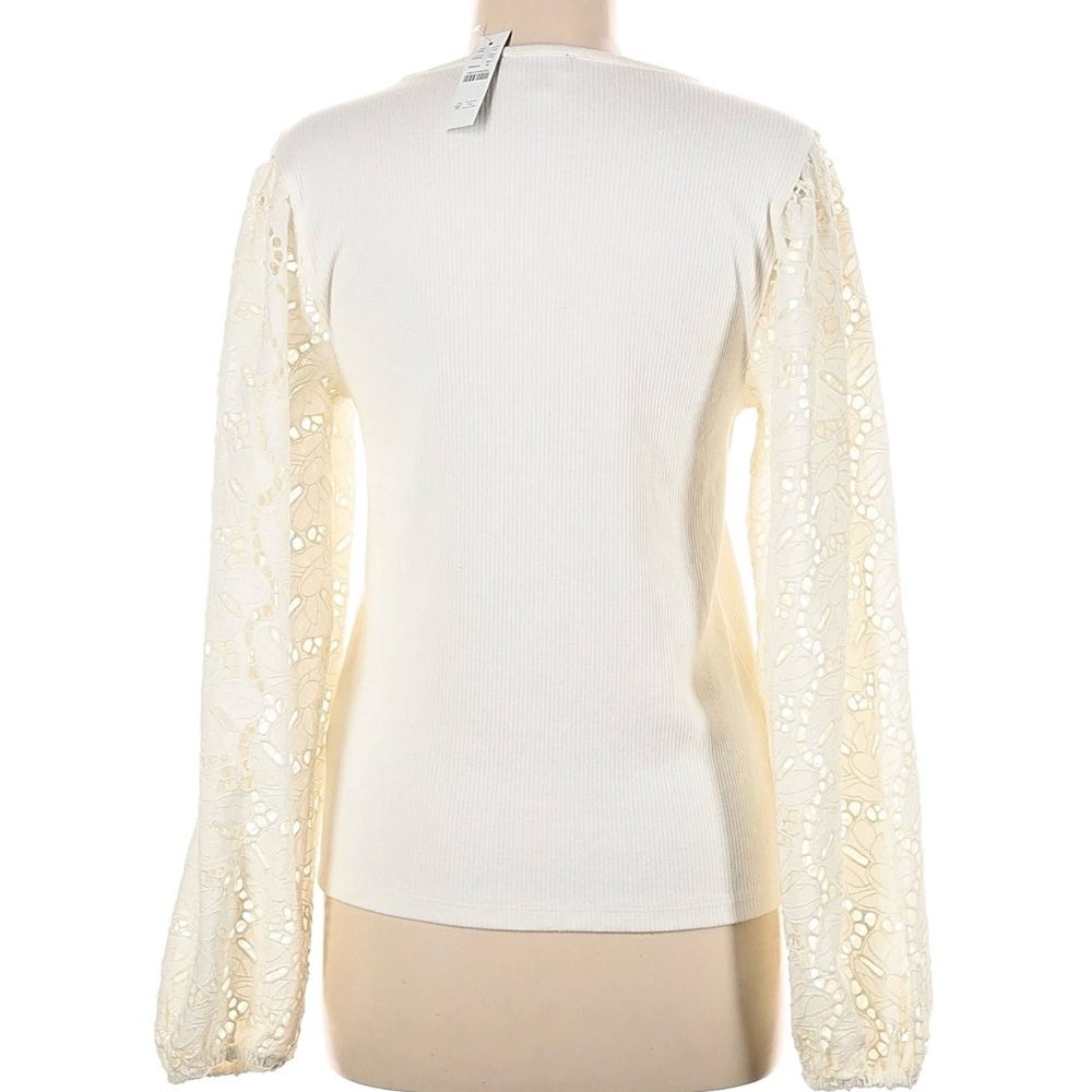 NWT J. Crew Cream Eyelet Sleeve Blouse - Picture 3 of 3